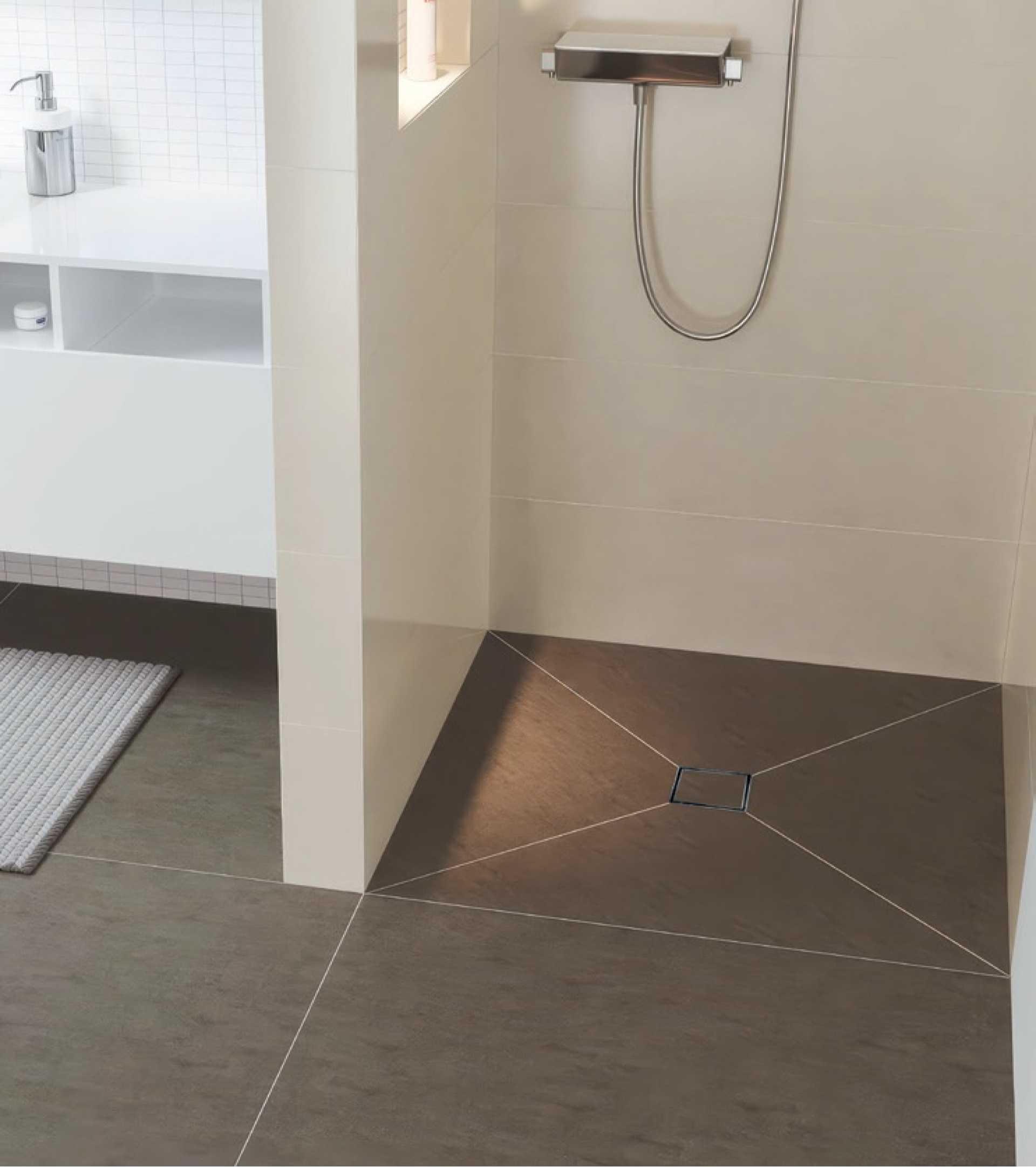 CALHA DE DUCHE QUADRADA COM GRELHA INVERTIDA 